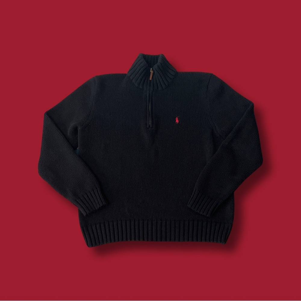 Polo Ralph Lauren Men’s Quarter Zip Sweater Size Medium - Black